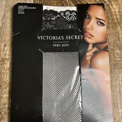 Victoria's Secret Very Sexy Size C Lace Top Black Fishnet Stocking